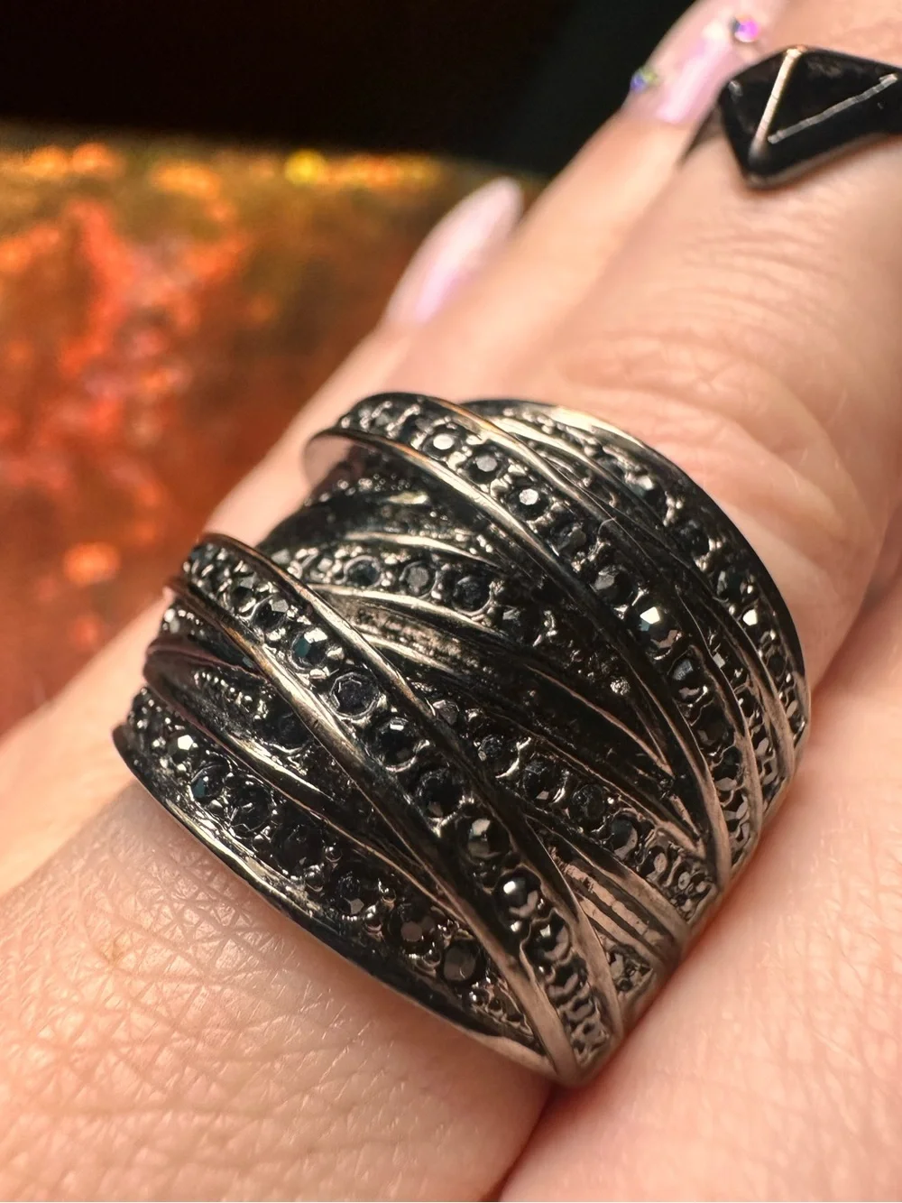 Prism • Gunmetal Silver Tone Geometric Ring Bundle
